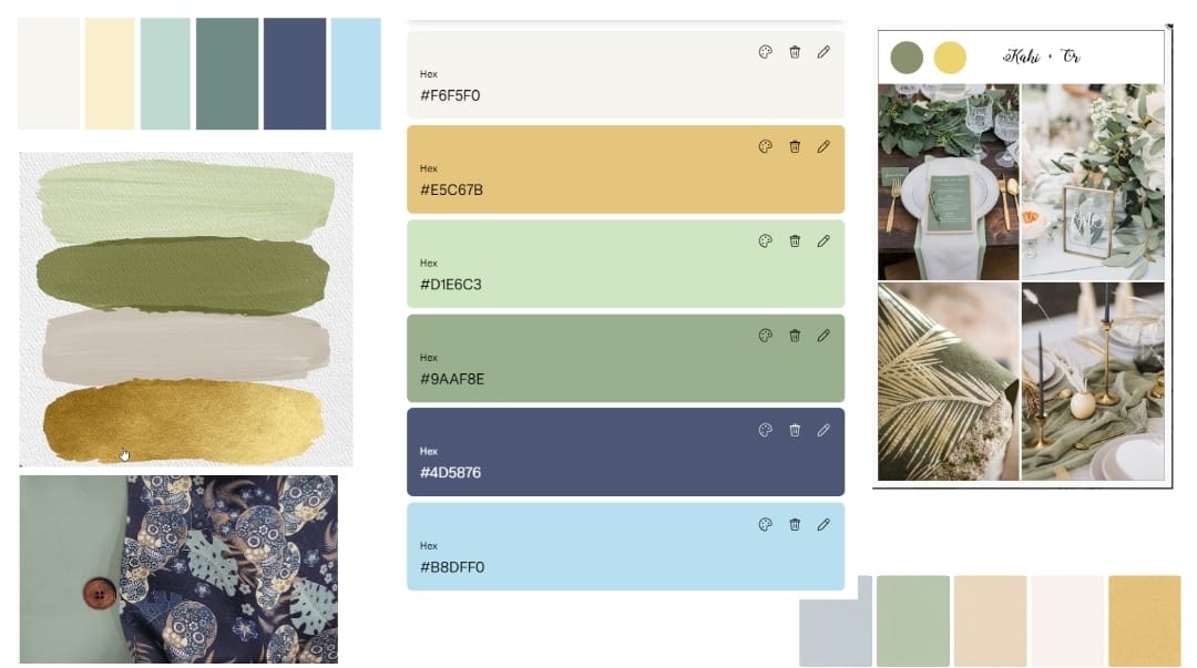 Palette de couleurs du mariage